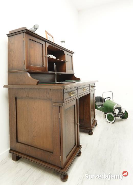 Zabytkowe secesyjne biurko z nadstawką renowacji Jerka