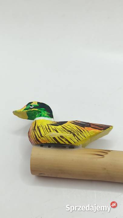 Drewniany gwizdek z kaczką ręcznie malowany Rękodzieło