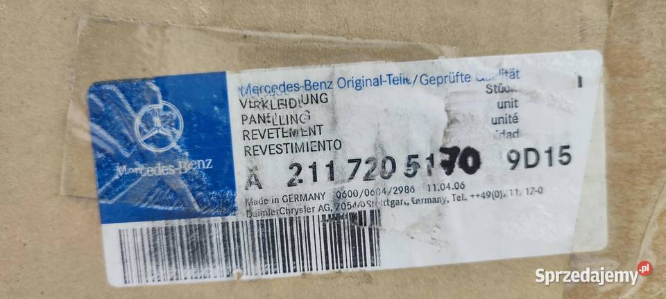 OSŁONA PANELU DRZWI LEWY PRZÓD MERCEDESBENZ E320