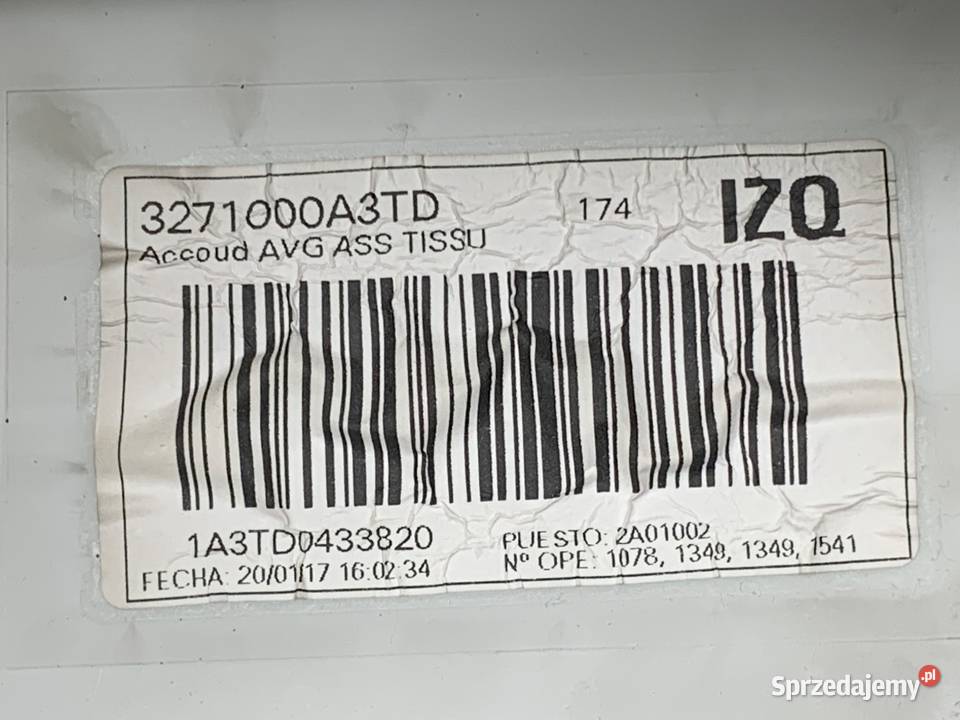 BOCZEK DRZWI LEWY PRZÓD CITROEN C4 PICASSO II Tapicerki samochodowe sprzedam