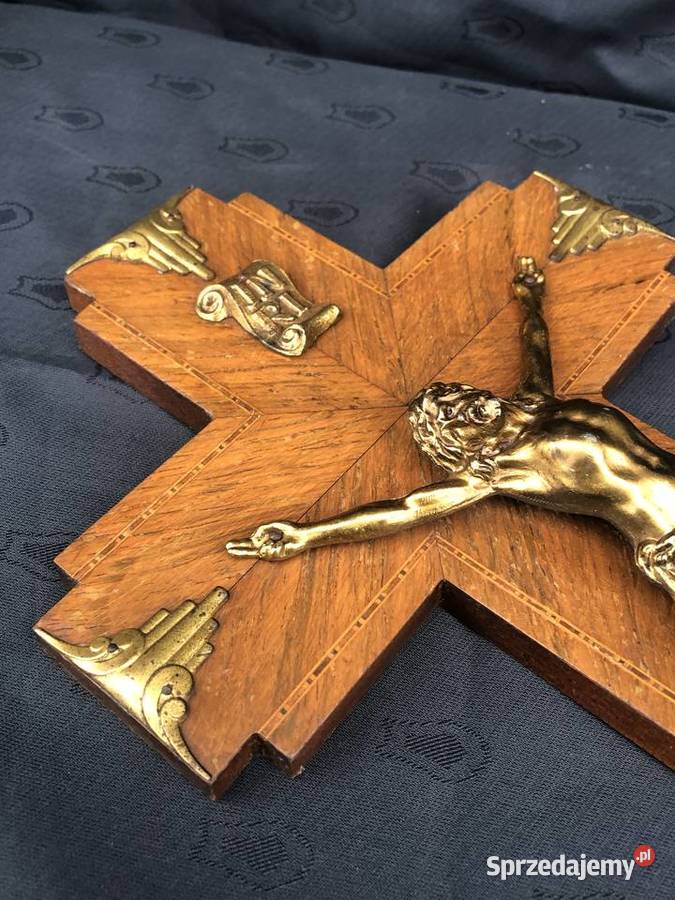 Piękny zdobiony Krzyż krucyfiks Łowicz