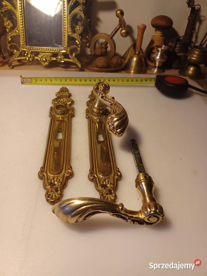 Komplet klamek mosiężnych i szyldów sprzedam
