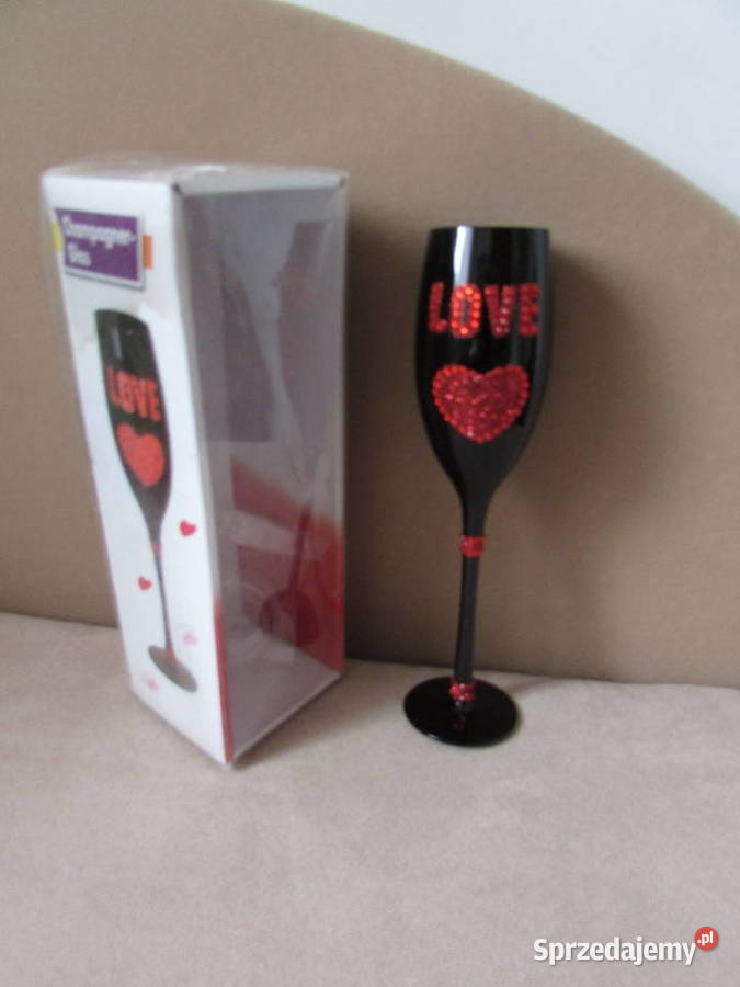 Kieliszek do szampana Love serce walentynki ślub czarny Kieliszki i pucharki małopolskie Kraków