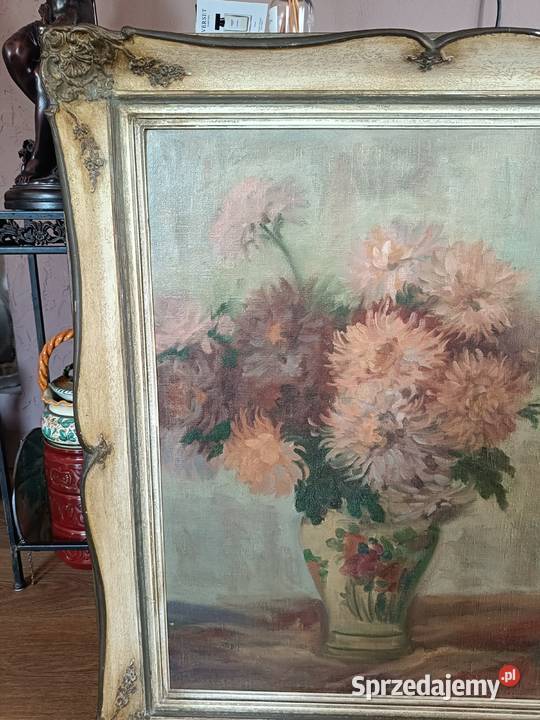 Stary obraz olejny na płótnie w pięknej starej Malarstwo