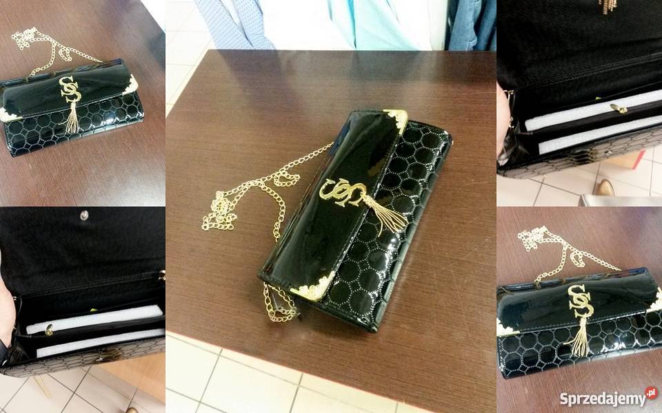 CUDNA torebka SS lakierowana złoty łańcuszek HIT żółty/złoty