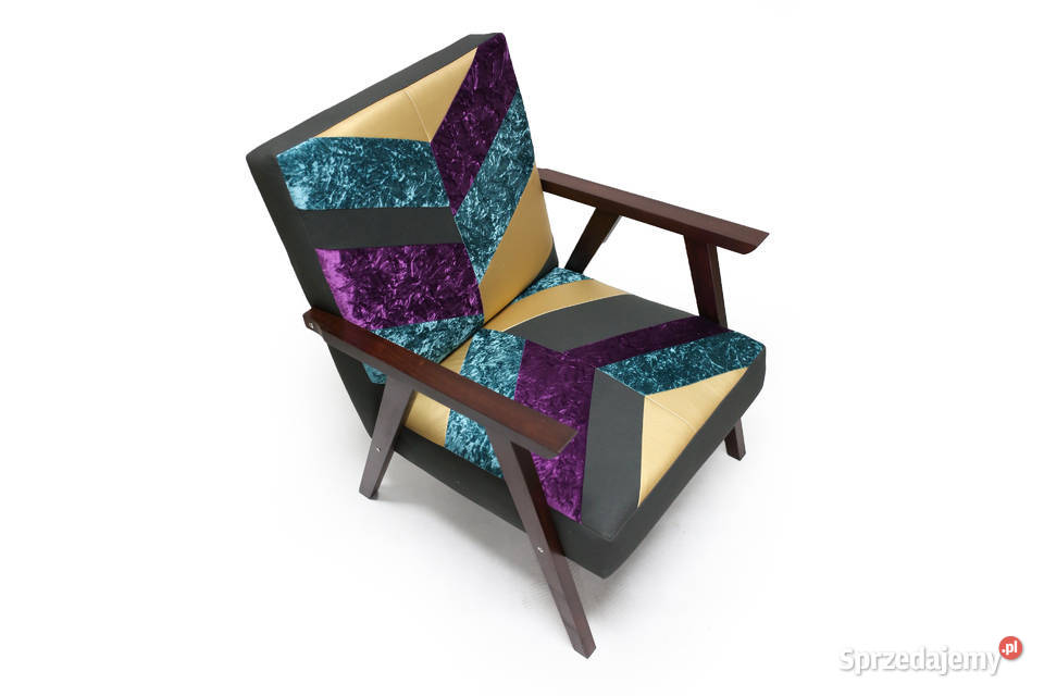 Krzesło Patchwork Kolorowe Vintage Pluszowe 77cm wielkopolskie Kazimierz Biskupi sprzedam