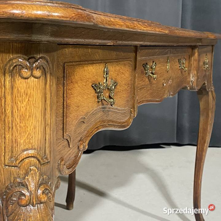 Stylowe biurko dębowe ludwikowskie początek XX