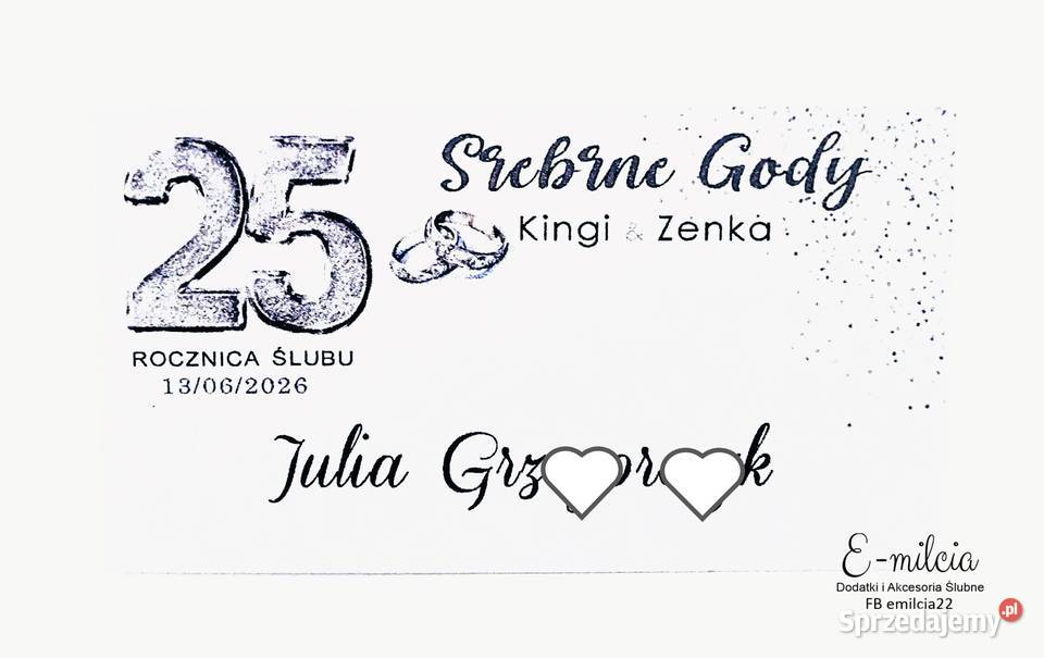 Winietki z okazji 25 ROCZNICY ŚLUBU Srebrne Gody Zielona Góra sprzedam