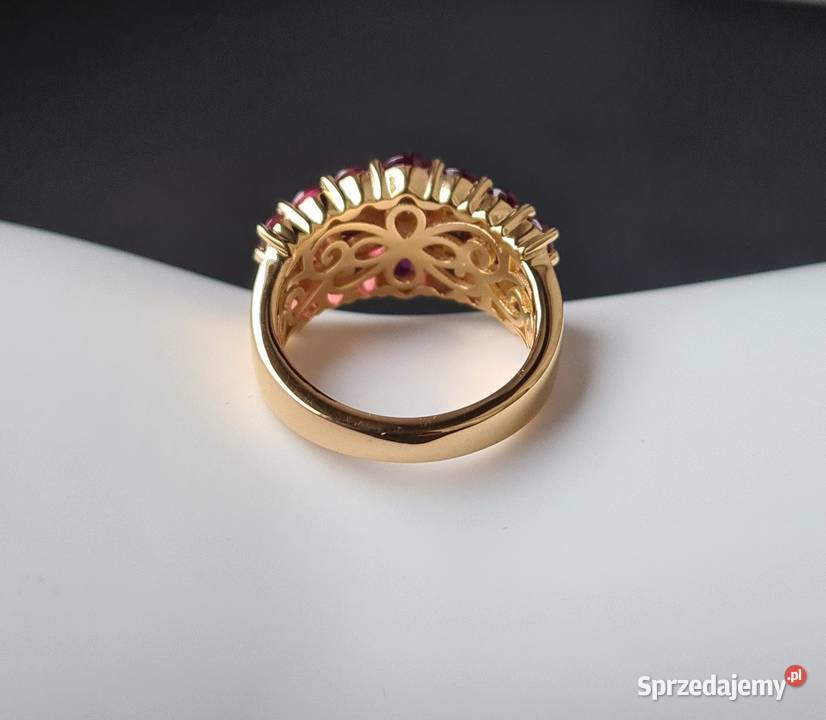 Pierścionek srebro 925 złocone Rodolity Otwock
