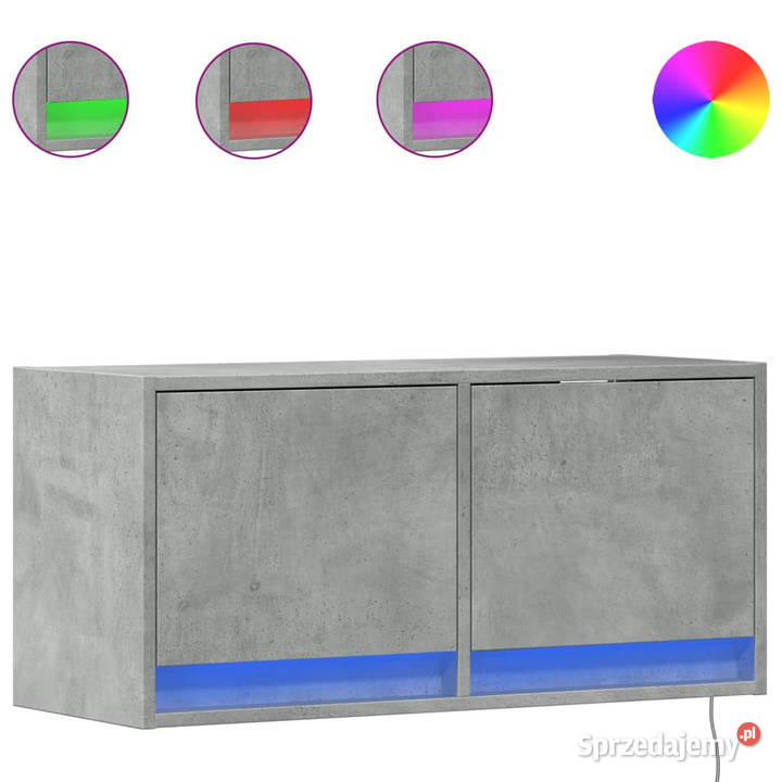 Ścienna szafka TV z LED szarość betonu 80x31x35 Warszawa
