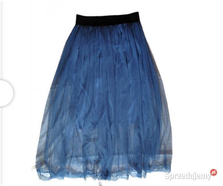Długa tiulowa spódnica niebieska r MLXL Moda i Styl
