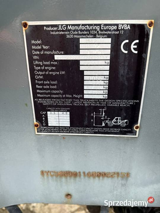 Ładowarka teleskopowa JLG 3512 2007 3 t 12 m nie Kraków sprzedam