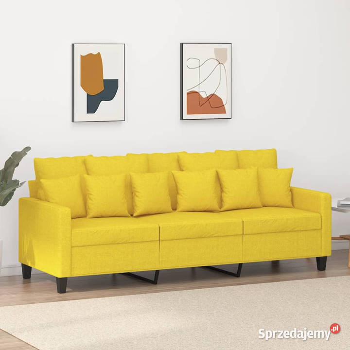 Sofa 3osobowa jasnożółta 180 tapicerowana Warszawa