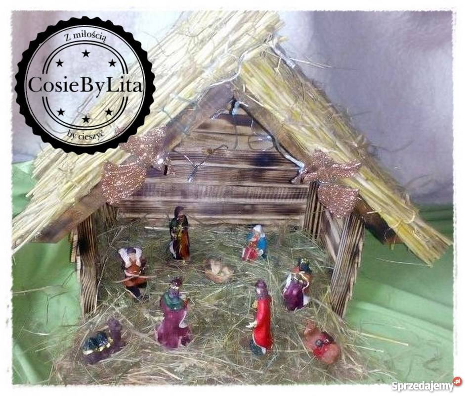 Szopka bożonarodzeniowa z figurkami Rękodzieło Krajno-Parcele