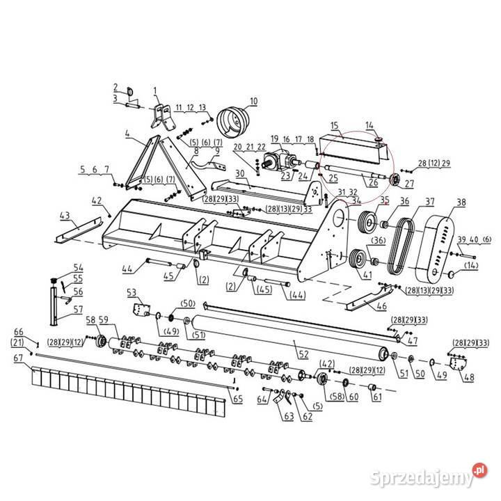 Wałek napędowy 30 x 530 mm EF155 EF165 EF175 Tajęcina
