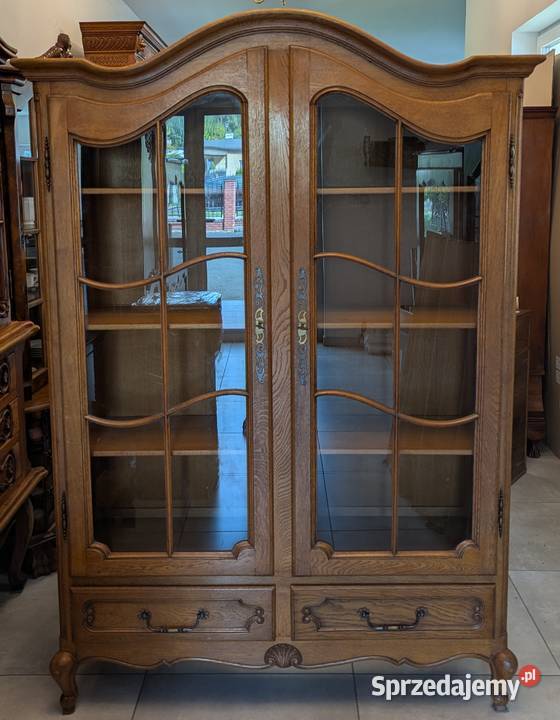 Piękna dębowa bibliotekawitryna ludwikowska Meble Dąbrowa Górnicza