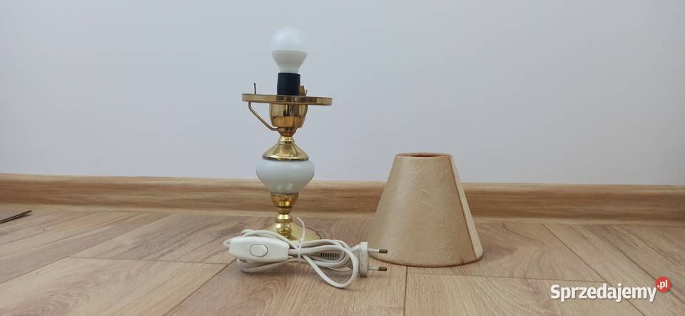Lampka nocna z abażurem vintage PRL
