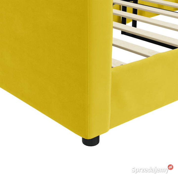 Sofa z funkcją spania żółta obita aksamitem Warszawa