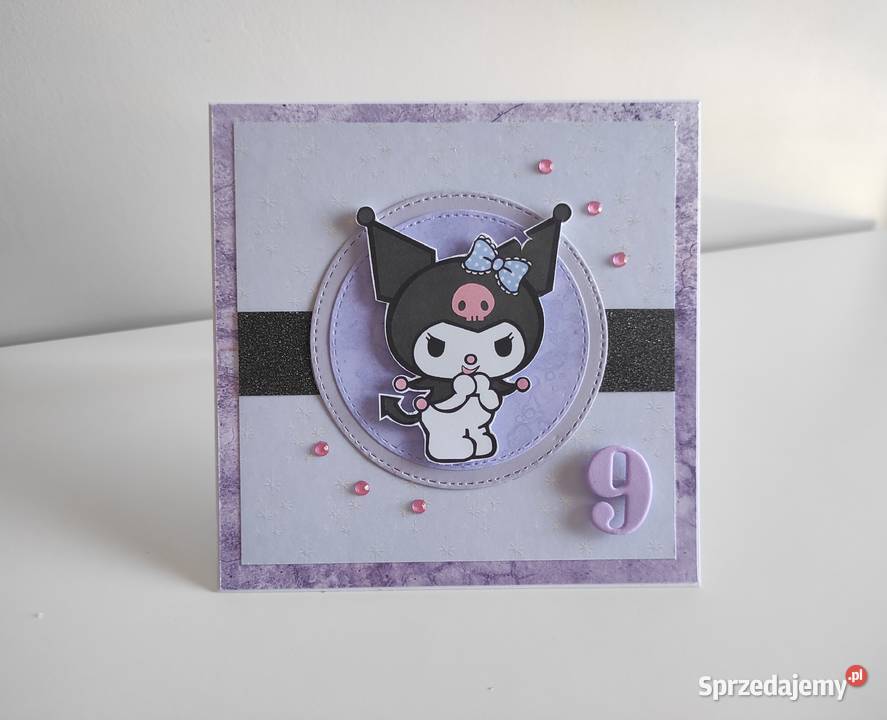 Kartka ręcznie robiona na urodziny Kuromi Łódź