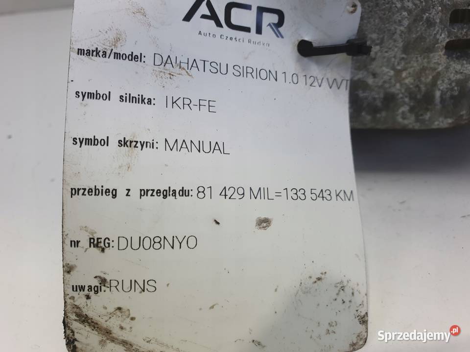 ALTERNATOR Daihatsu Sirion 10 VVTi 27060B1080 lubelskie sprzedam