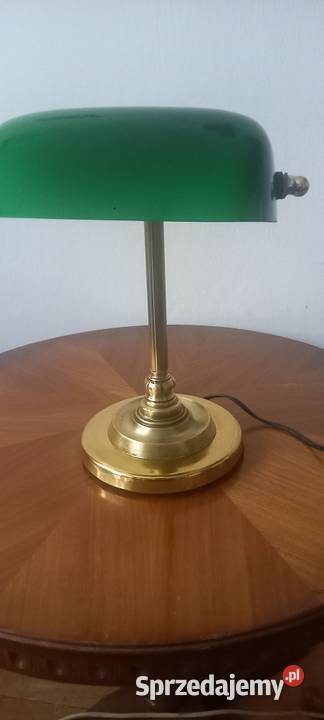 Mosężna lampka gabinetowa bankierka z kloszem łódzkie Skierniewice