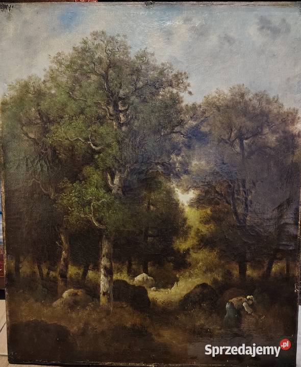 Park stary obraz olejny pomorskie Kartuzy