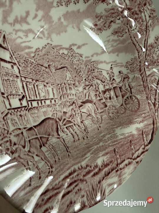 Royal wzór konie czerwone talerze głębokie