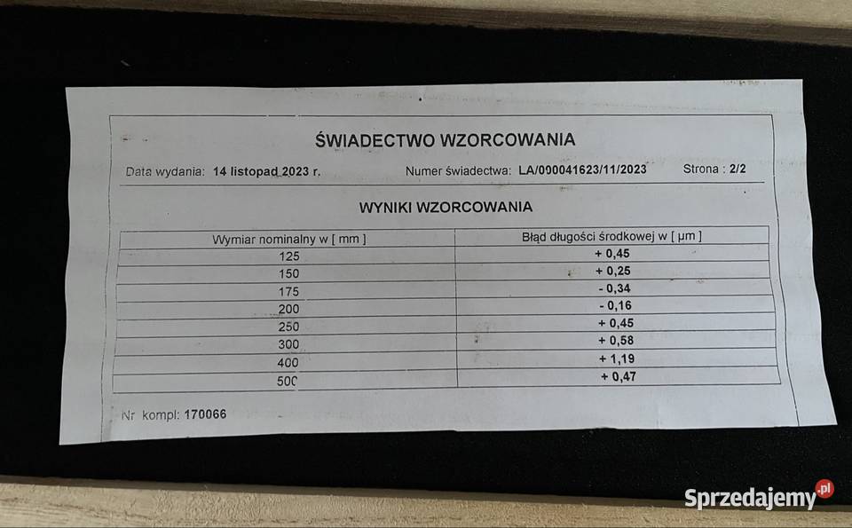 Płytki wzorcowe 125500 Czarnożyły