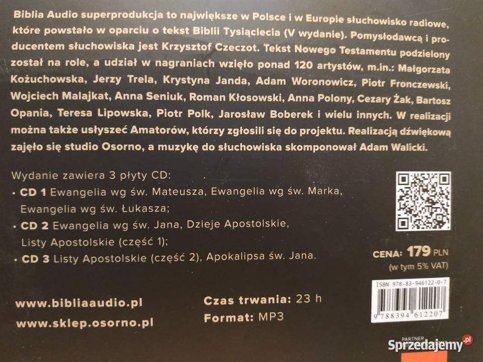Biblia Audio SAuperprodukcja Nowy Testament 3 i więcej Warszawa