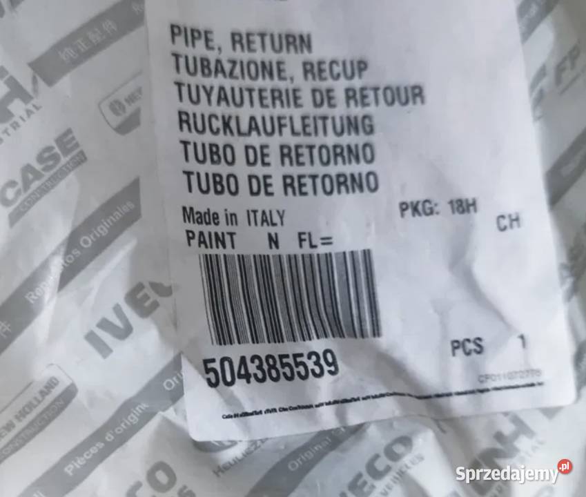 Rurka powrotna 504385539 case farmall quantum Łowicz