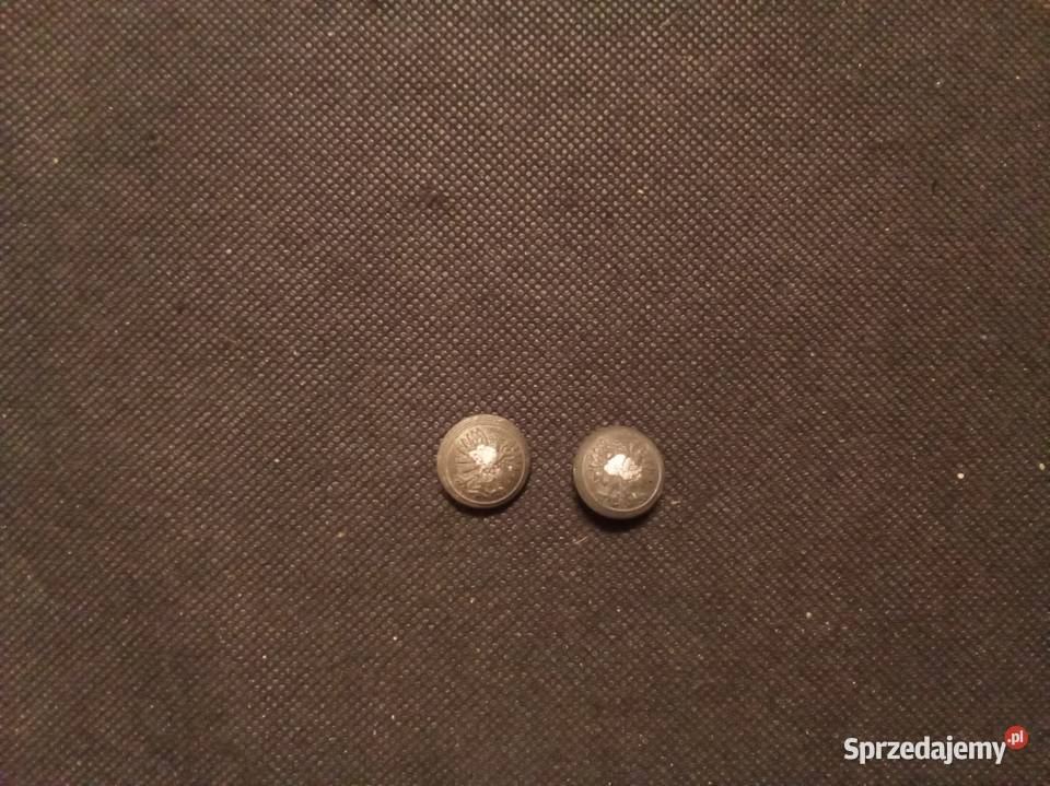 Małe guziki z orłem bez korony z wytarciem na Warszawa