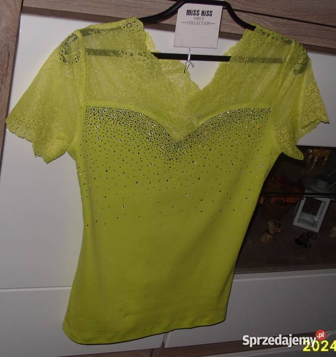 Limonkowa koronka cyrkonie NOWA MISS KISS rSM Bez wzoru