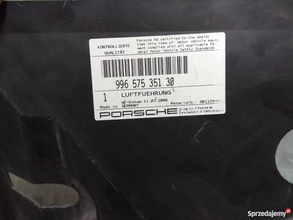 Porsche 996 kanał powietrza wydechu Pilzno