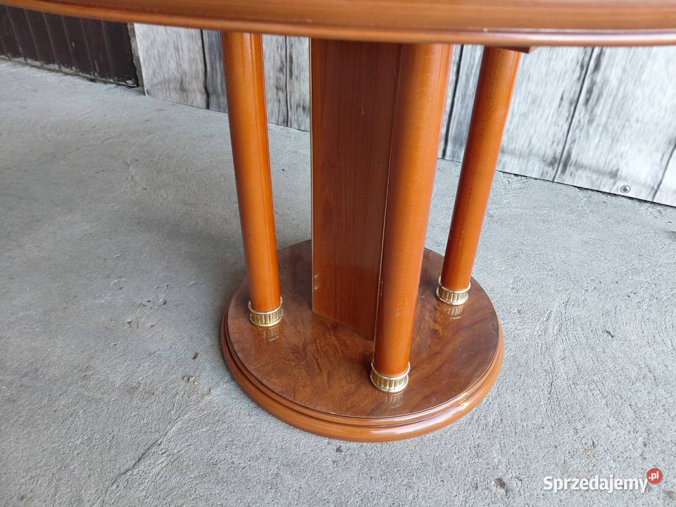 stół okrągły inkrustowany stół jadalny w stylu Byczyna