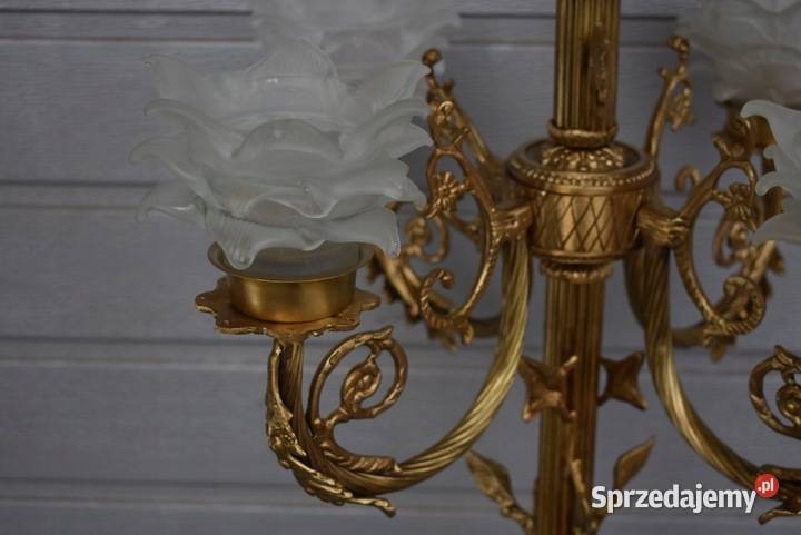 Stojąca Lampa z Brązu z 5 Kloszami Vintage