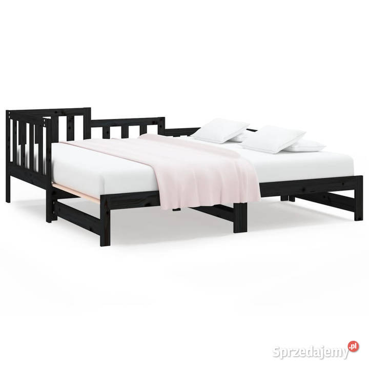 Łóżko rozsuwane czarne 2x90x190 lite drewno 181cm Łóżka mazowieckie Warszawa