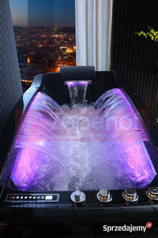 Czarna wanna z hydromasażem EBD034 prostokątna Grabówka