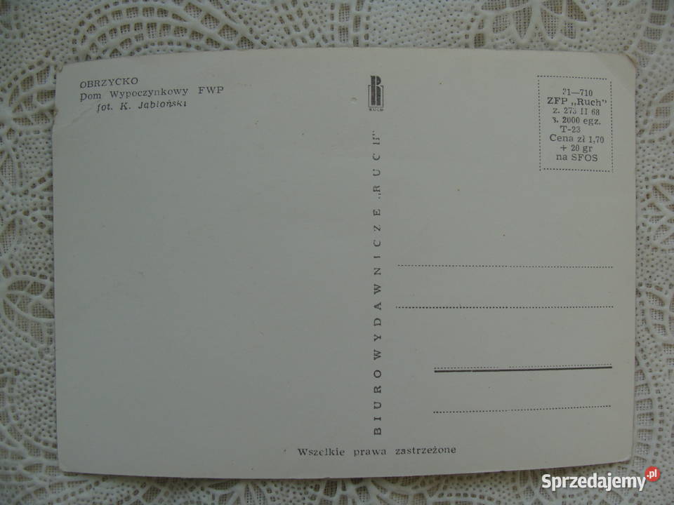 Widokówka Obrzycko z PRL Pocztówki i karty telefoniczne wielkopolskie Poznań