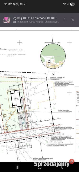 Zimna Woda działka 1364 arów projekt domu gotowy 1364m2 dolnośląskie