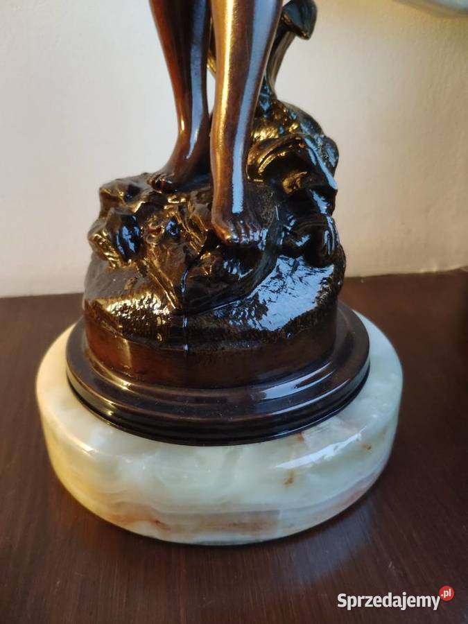 Figuralna sygnowana emaliowana lampa naftowa n4 Kraków