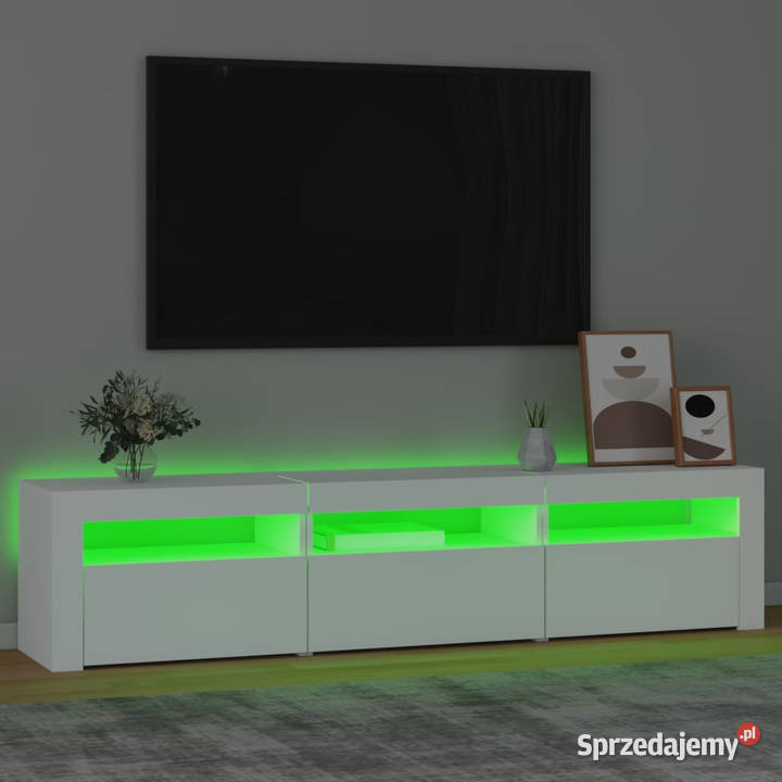 Szafka pod TV z oświetleniem LED biała 180x35x40 Warszawa sprzedam