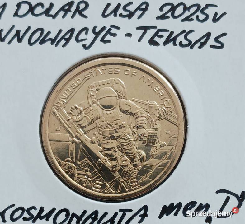 1 Dolar USA 2025 r Teksas Kosmonauta innowacje Numizmatyka Konin