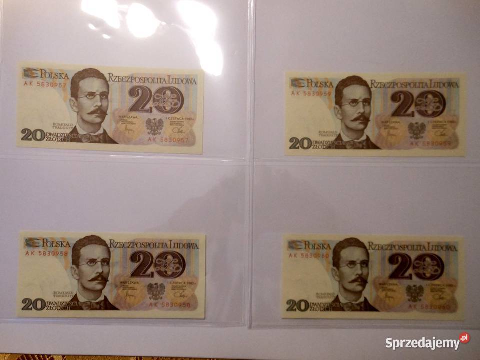 Cztery nowe banknoty z kolejnymi numerami Bukowo