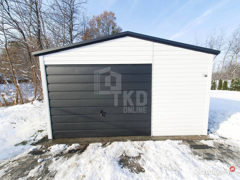 Garaż Blaszany 5x6 Brama drzwi Biały Antracyt Sprzedaż Garaże i miejsca postojowe