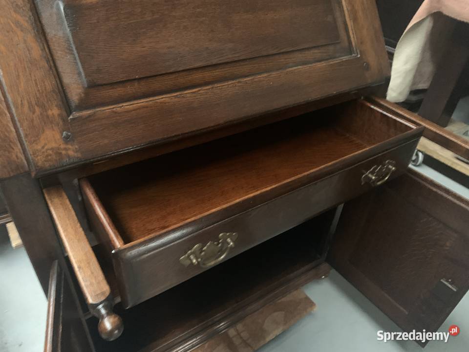 Piękny dębowy holenderski sekretarzyk 100 lite wielkopolskie Ślesin