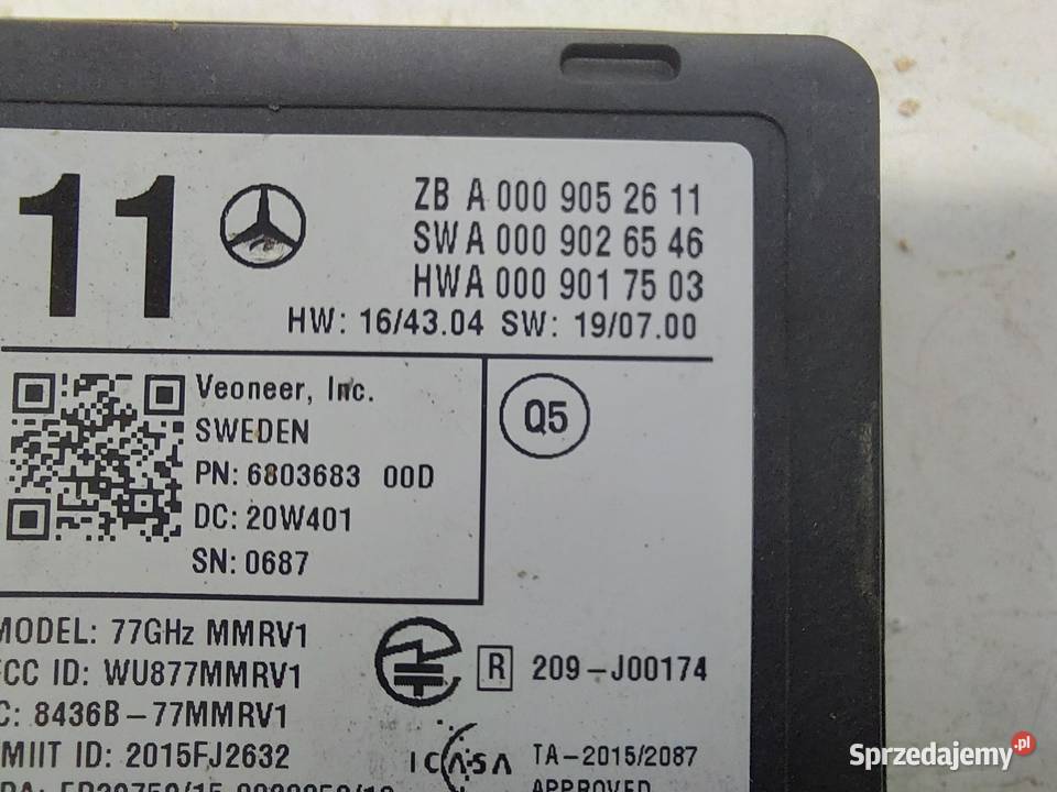 Mercedes EQC 400 W293 MODUŁ RADAR CZUJNIK osobowe