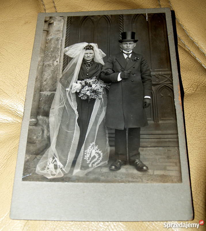 Dwie stare fotografie ślubne 166 na 108 Tarnów