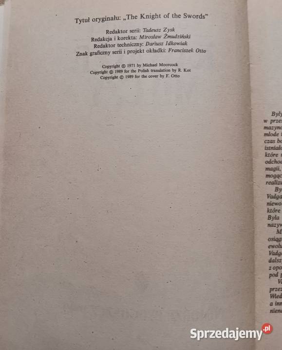 Michael Moorcock Kawaler Mieczy Białystok sprzedam
