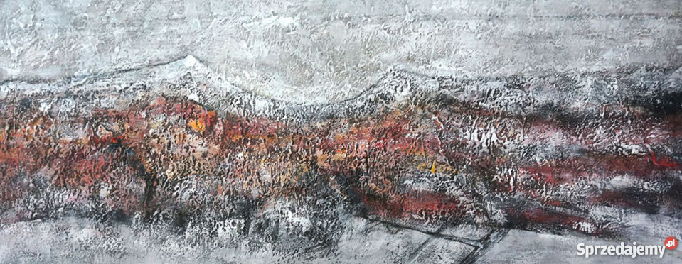 Duża szara nowoczesna abstrakcja Obraz Olejny Warszawa