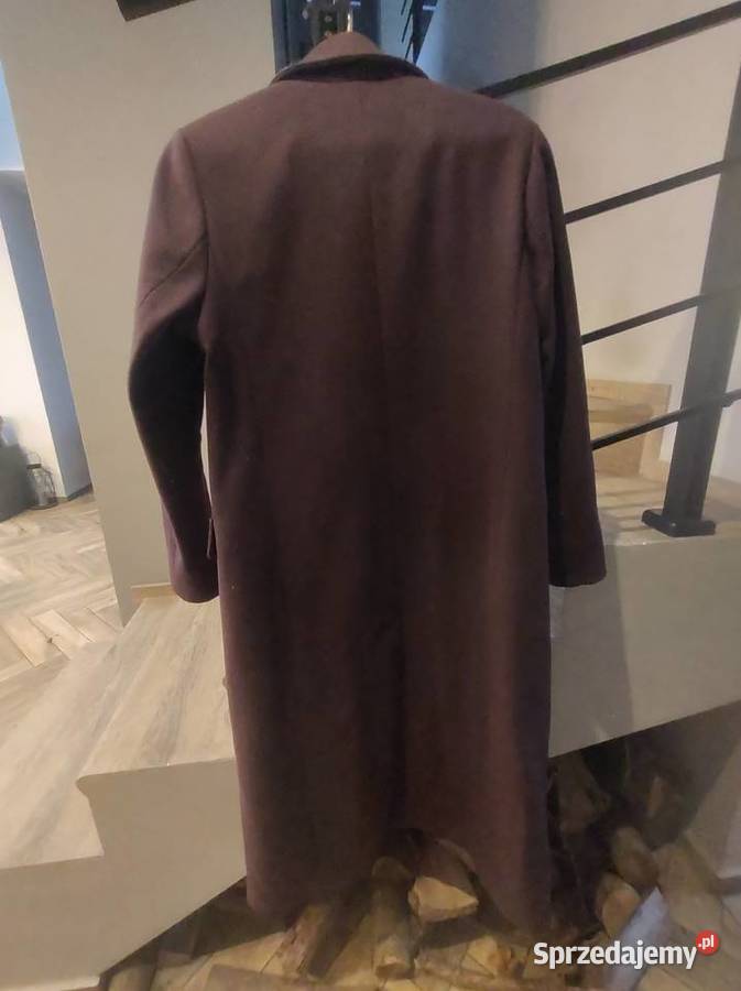 Maxi długi płaszcz 80 wełna owcza XS s m Gliwice sprzedam